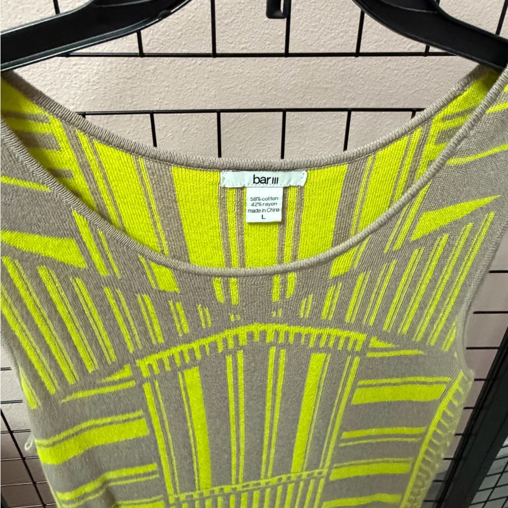Bar III Neon Yellow Geometric Midi Dress - Picture 2 of 3